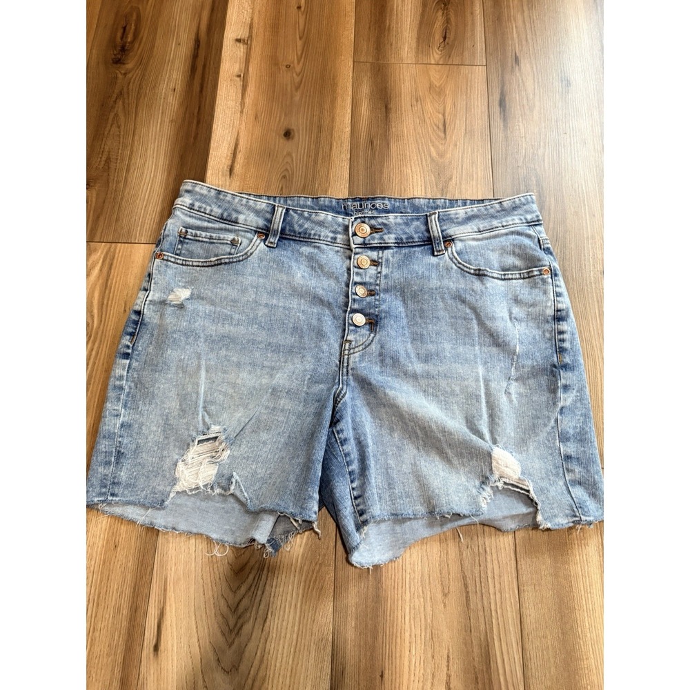 Casual Light Blue Distressed Denim Shorts